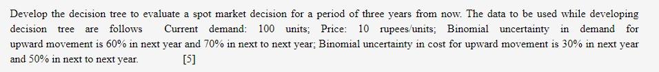Develop the decision tree to evaluate a spot