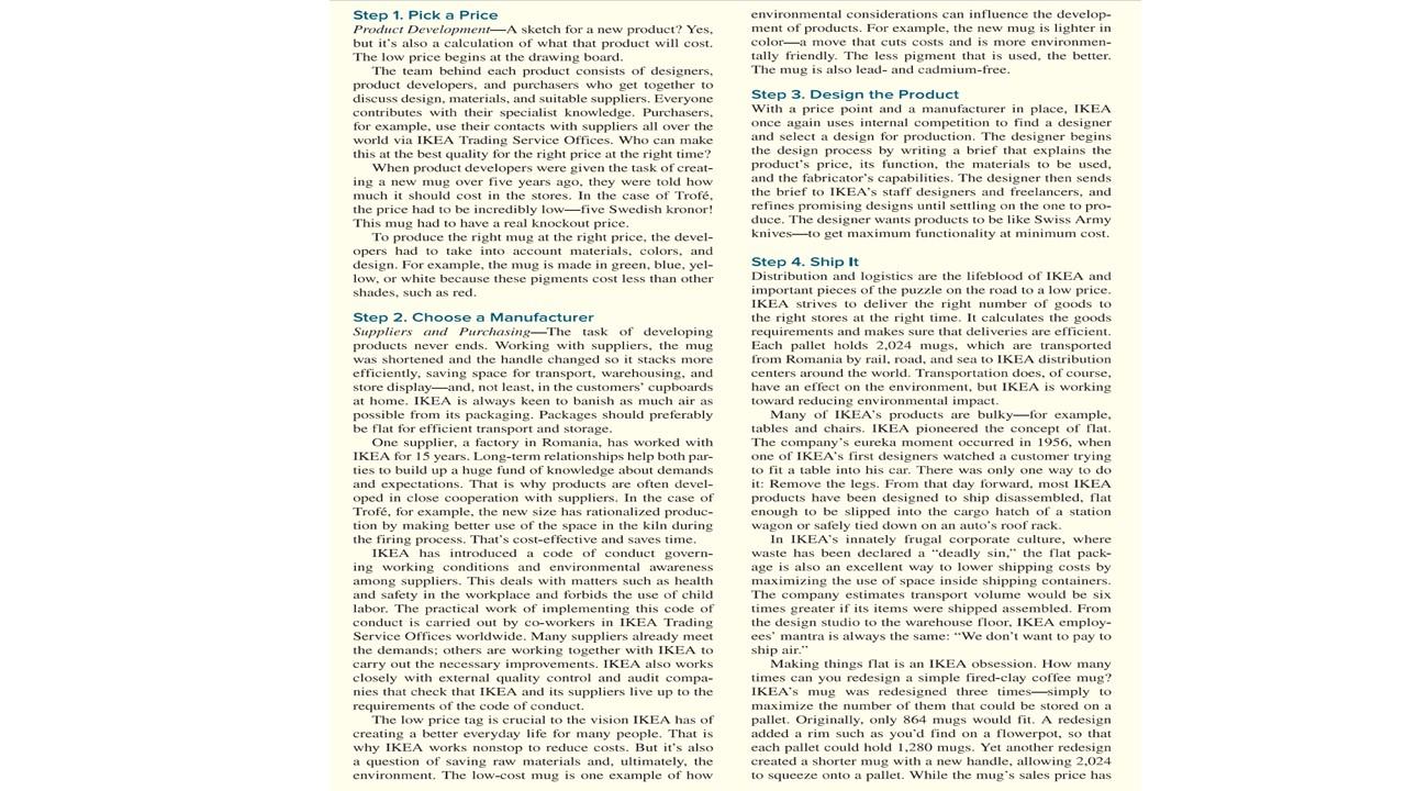 Q. Describe IKEA's process for developing a new