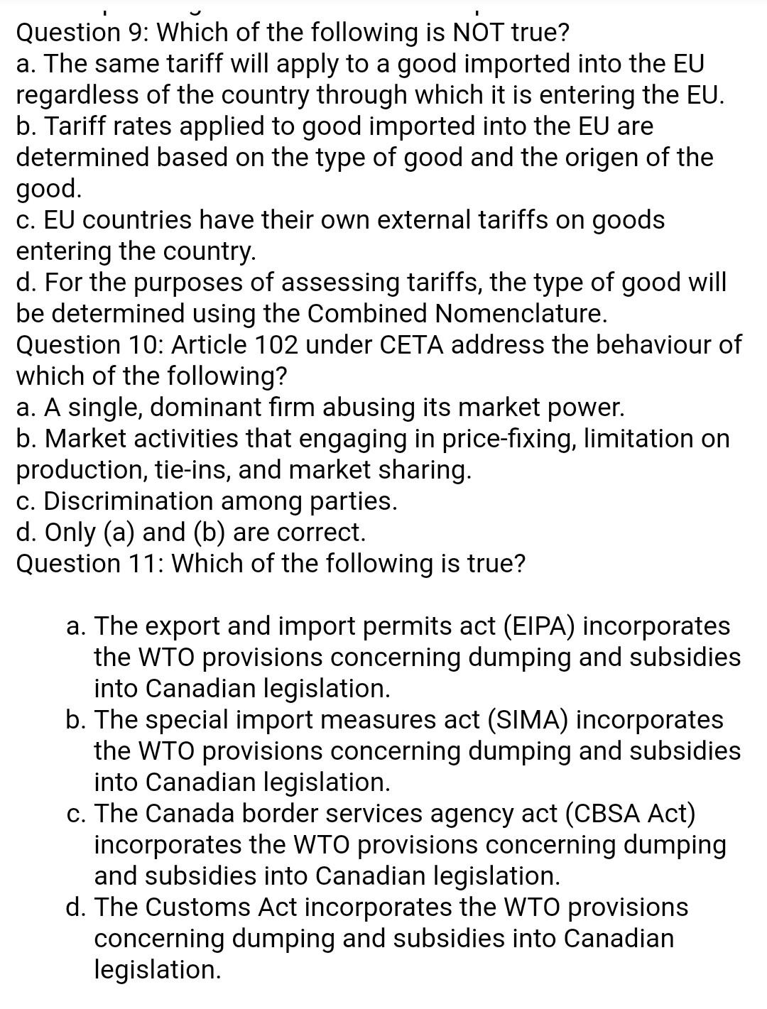questions 5 MC international business law please