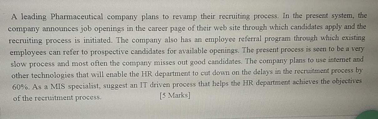 A leading Pharmaceutical company plans to revamp