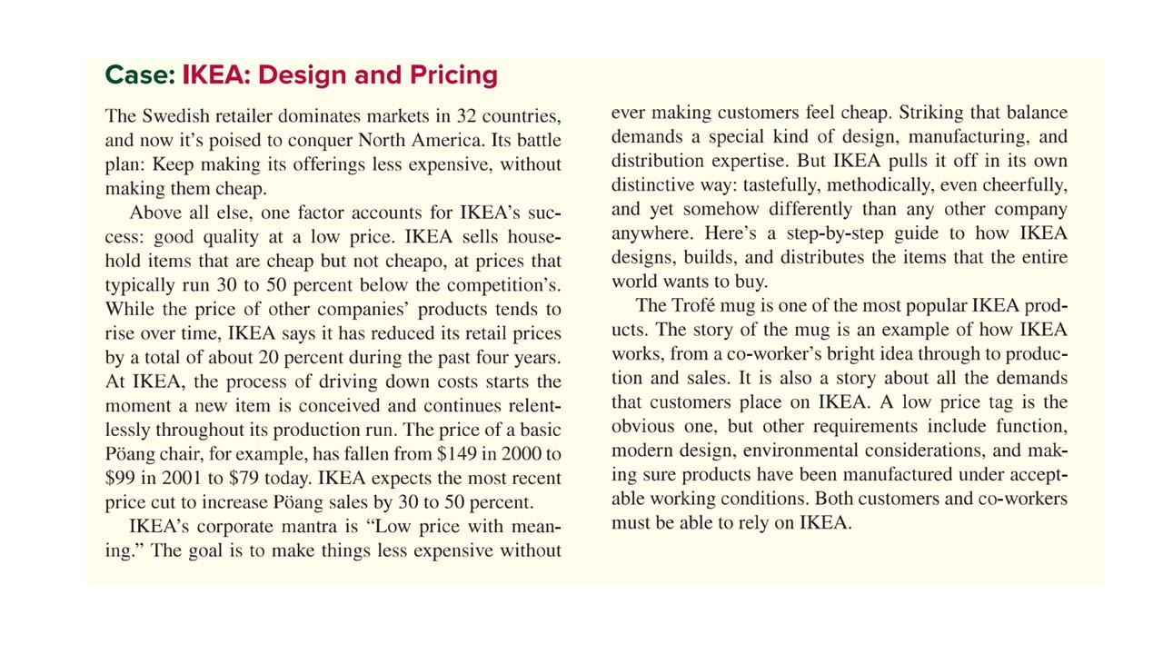 Q. What are IKEA's competitive priorities? Case: