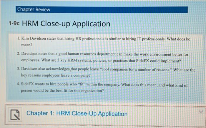 Human Resources Management plz help Chapter