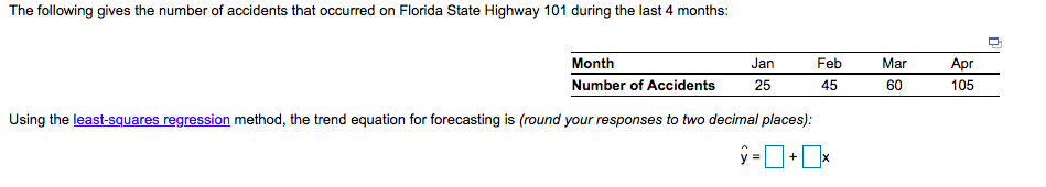 Using least-squares regression, the forecast for