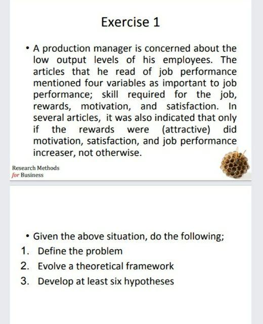 Exercise 1 A production manager is concerned