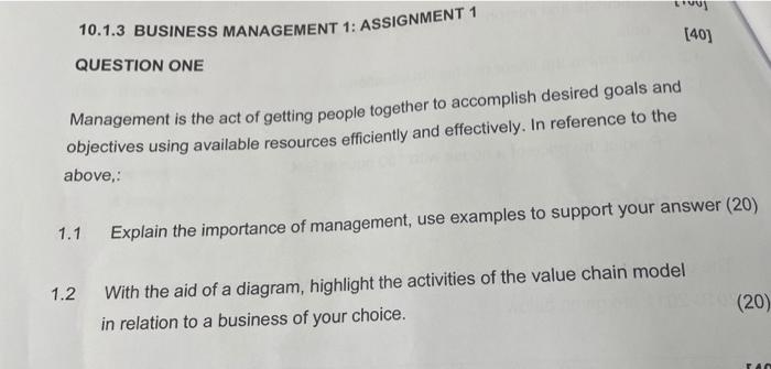 LMS 10.1.3 BUSINESS MANAGEMENT 1: ASSIGNMENT 1