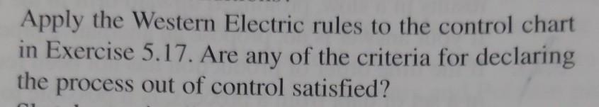 Apply the Western Electric rules to the control
