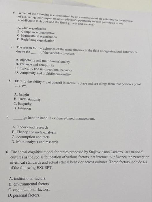 6. Which of the following is characterized by an