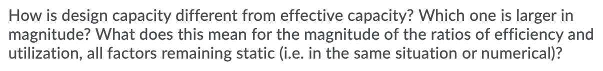 How is design capacity different from effective