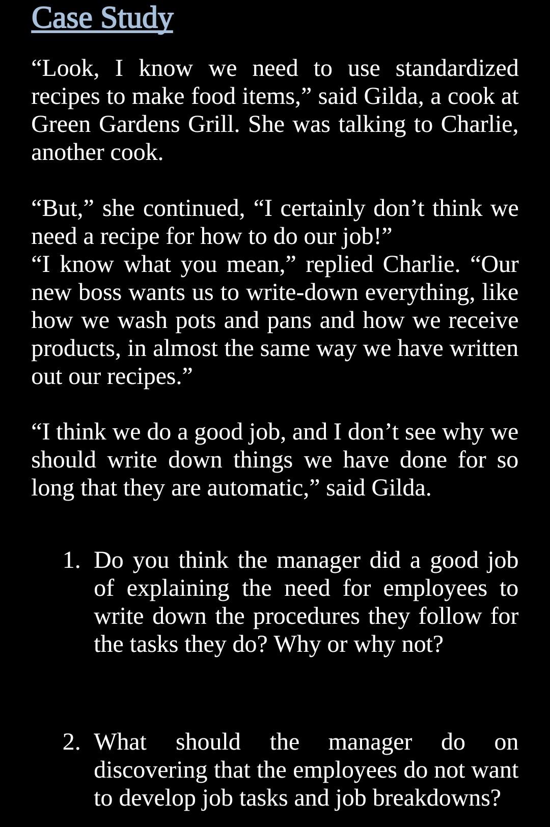 food and beverage subject Case Study Look, I know