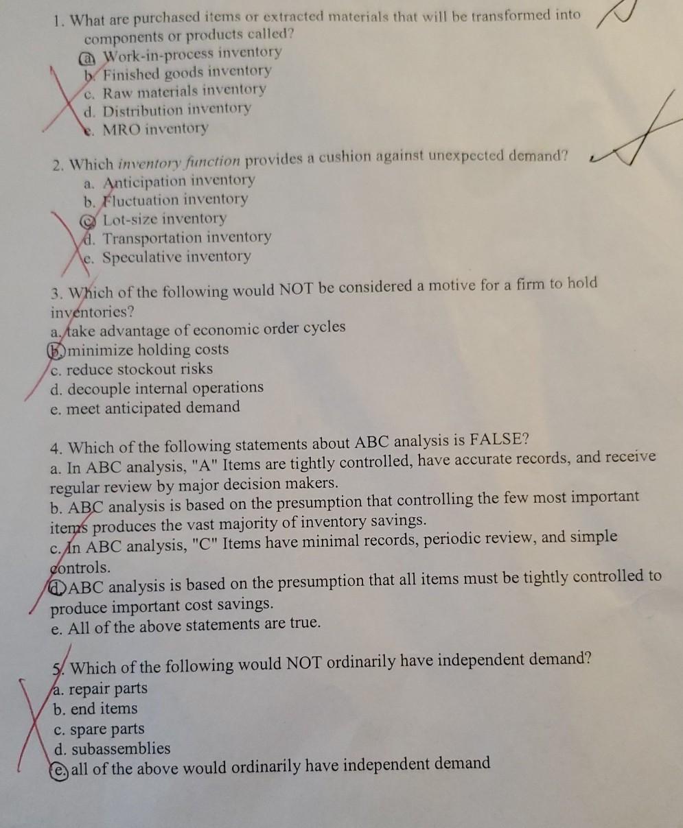 d 1. What are purchased items or extracted