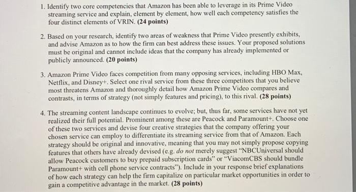 1. Identify two core competencies that Amazon has