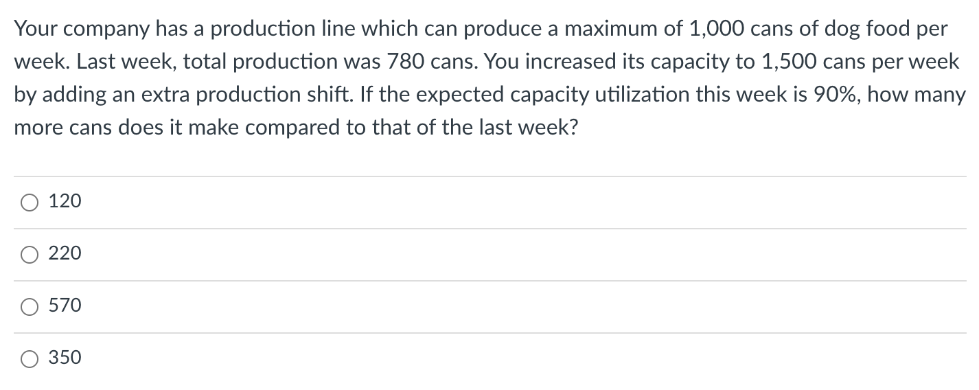 Your company has a production line which can