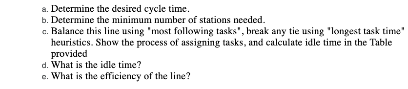 You have been asked to balance a flow shop