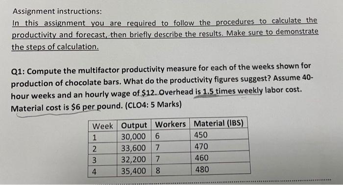 Assignment instructions: In this assignment you