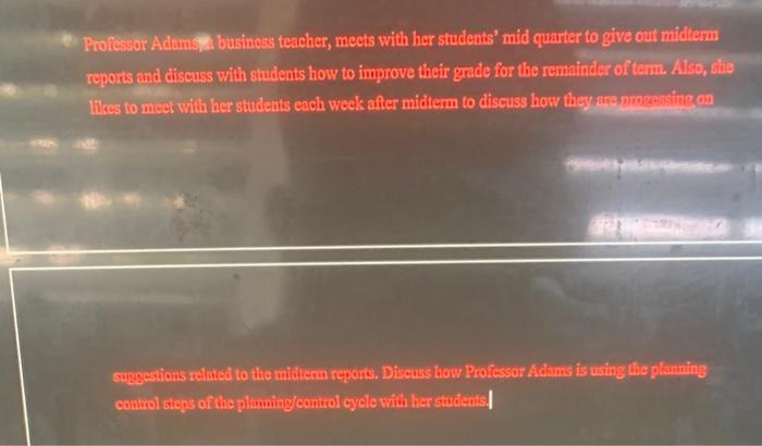 Professor Adams business teacher, meets with her