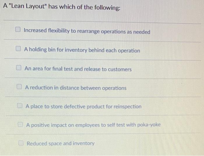 A "Lean Layout" has which of the following: