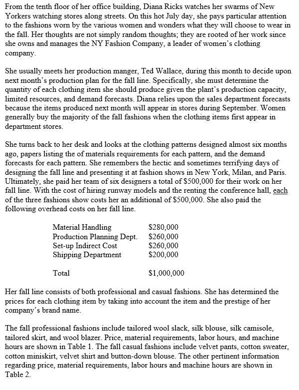 Formulate a linear programming problem ( DONT