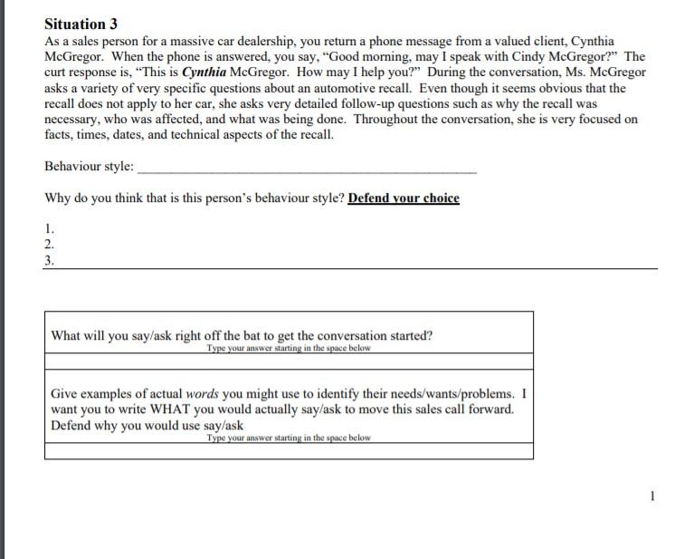 Instructions First, read the four descriptions.