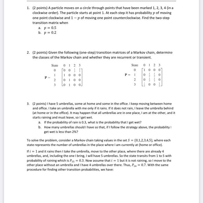 1. (2 points) A particle moves on a circle