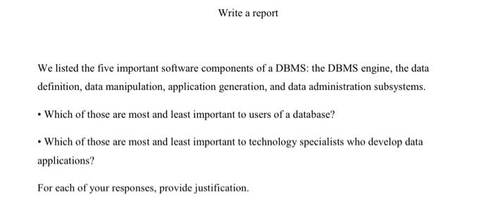 Write a report We listed the five important