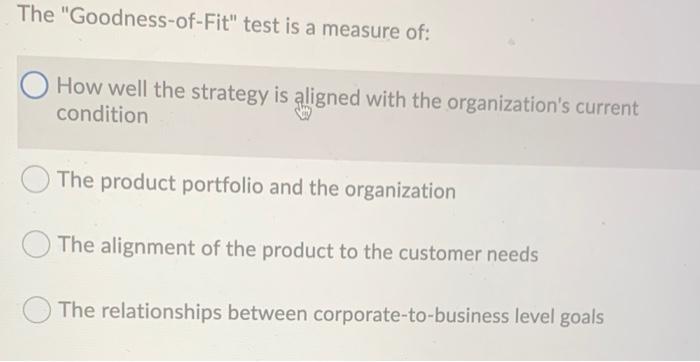 The "Goodness-of-Fit" test is a measure of: How