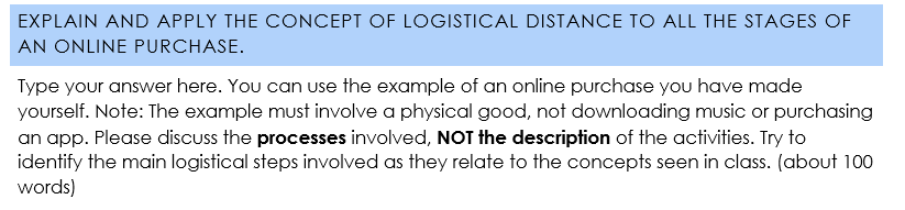 Transportation and logistics EXPLAIN AND APPLY