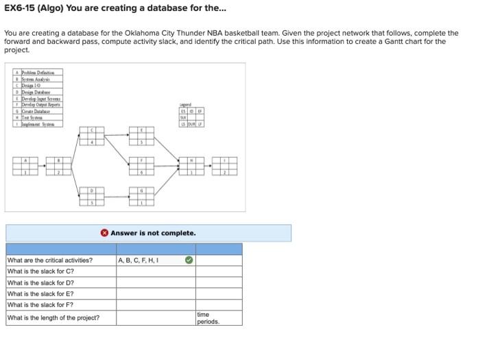 EX6-15 (Algo) You are creating a database for
