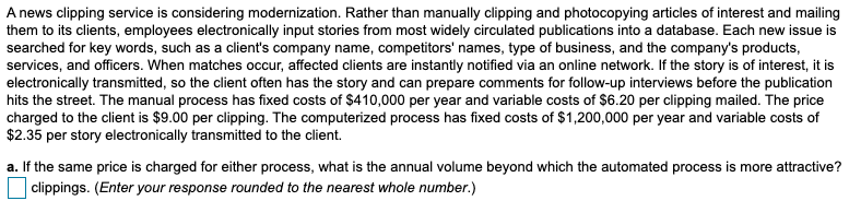 A news clipping service is considering