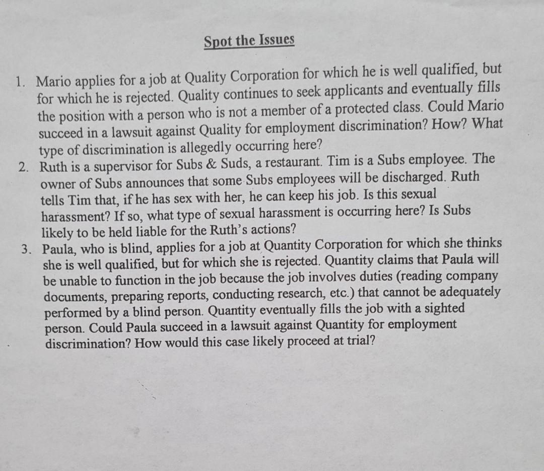 Spot the Issues 1. Mario applies for a job at