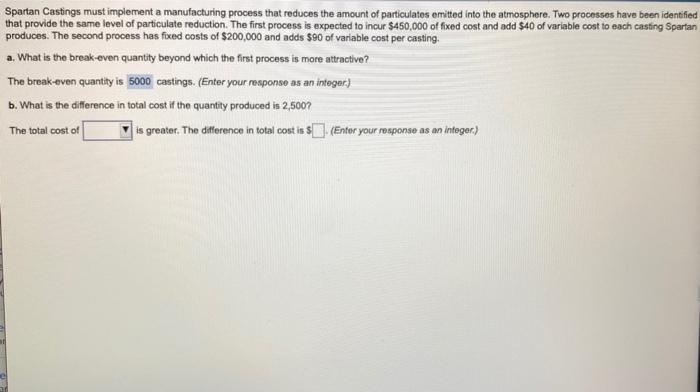 Spartan Castings must implement a manufacturing
