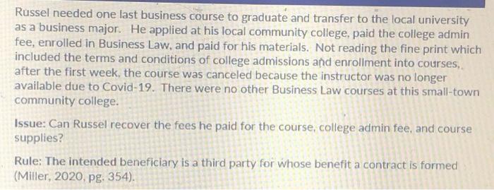 Russel needed one last business course to