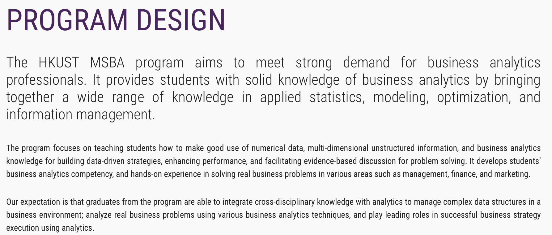 Read the program design and write 300 words about