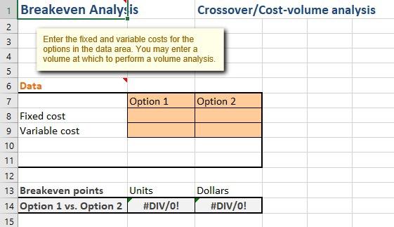 1 Breakeven Analysis Crossover/Cost-volume