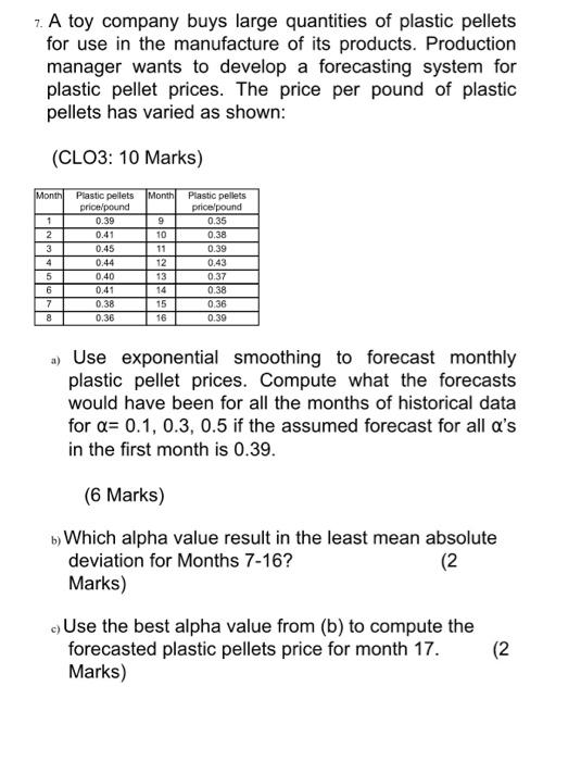 7. A toy company buys large quantities of plastic