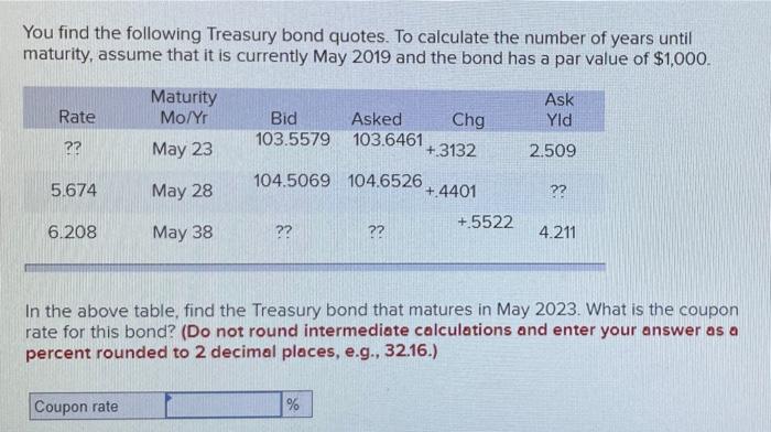 You find the following Treasury bond quotes. To