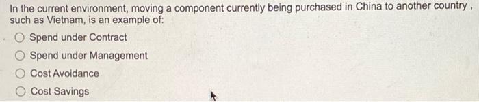 In the current environment, moving a component