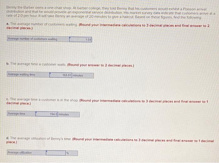 Benny the Barber owns a one chair shop. At barber