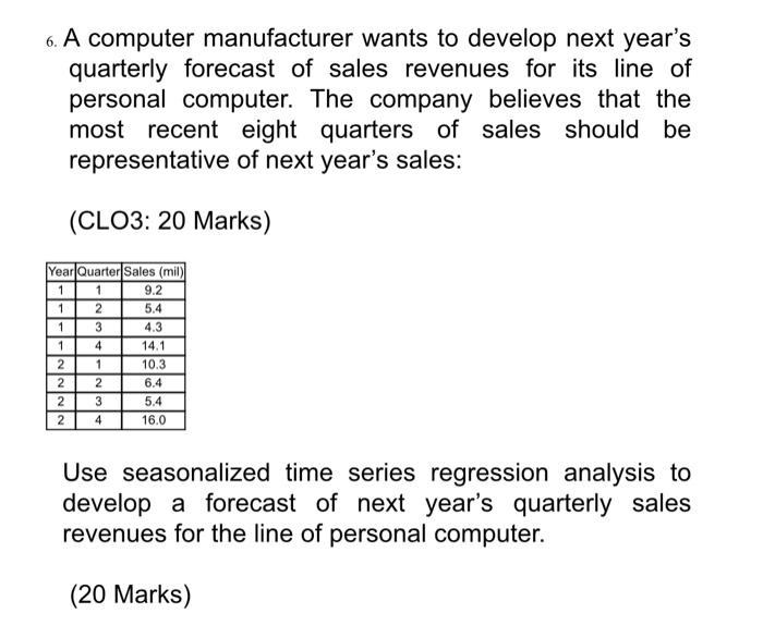 6. A computer manufacturer wants to develop next