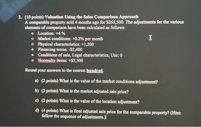 3. (10 points) Valuation Using the Sales