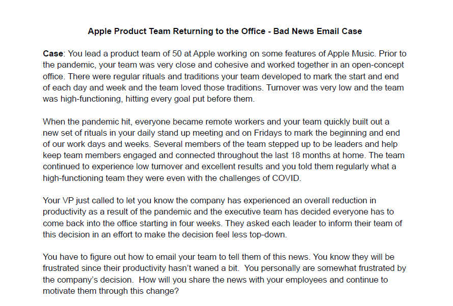 Can anyone write a bad news email as the head of