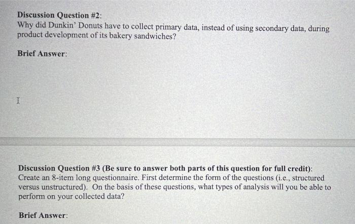 Dunkin' Donuts: Marketing Research and Bakery