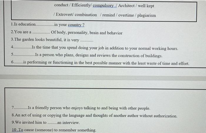 choose the correct word ? conduct/Efficiently