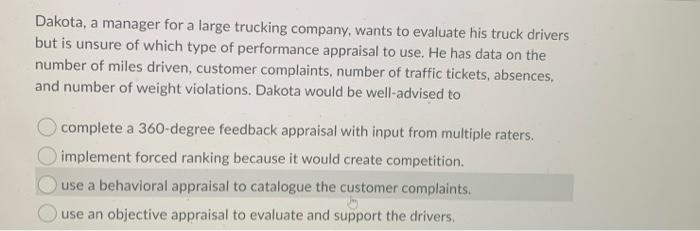 Dakota, a manager for a large trucking company,