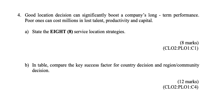 OPERATIONS MANAGEMENT : ASSIGNMENT 4. Good