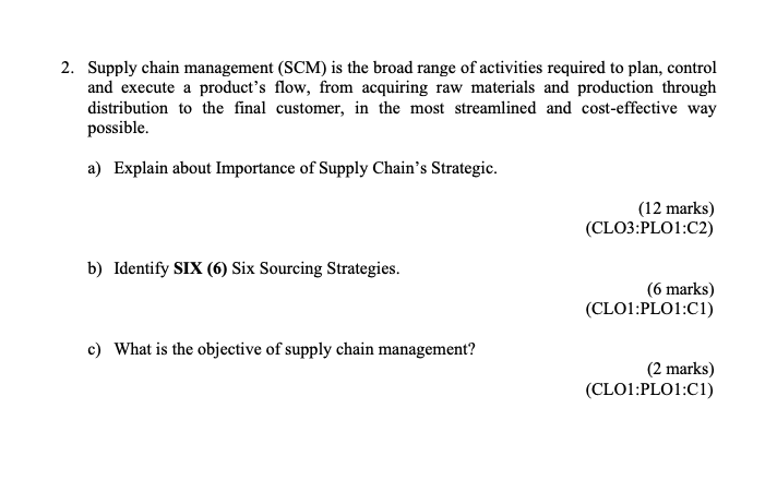 OPERATIONS MANAGEMENT : ASSIGNMENT 2. Supply