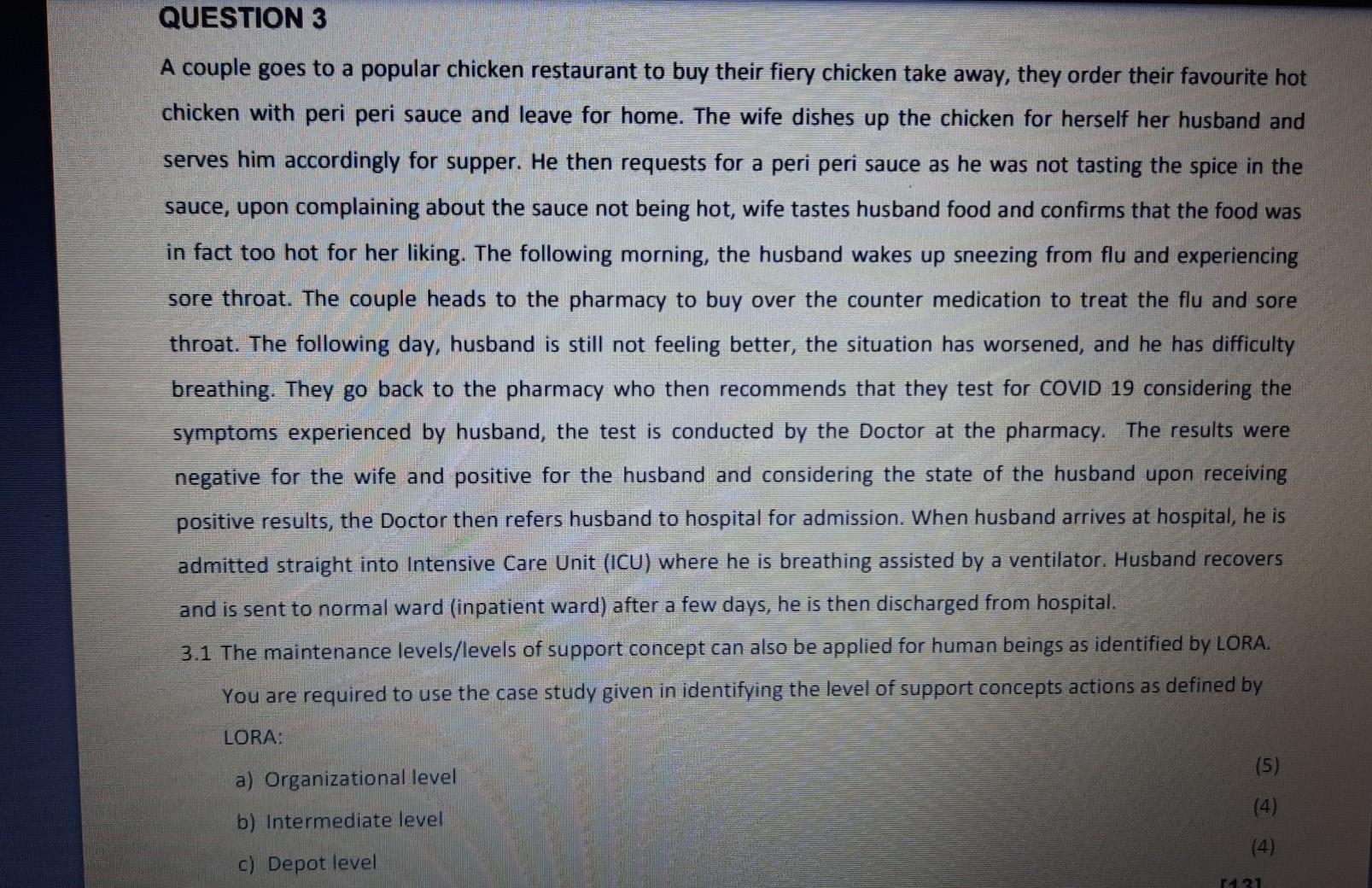 QUESTION 3 A couple goes to a popular chicken