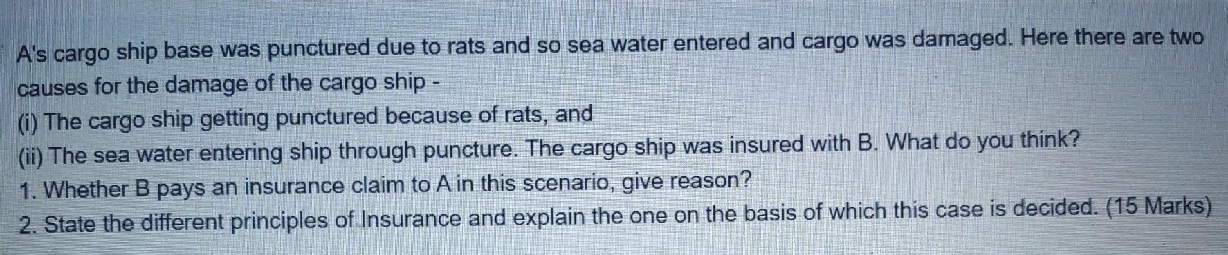 A's cargo ship base was punctured due to rats and
