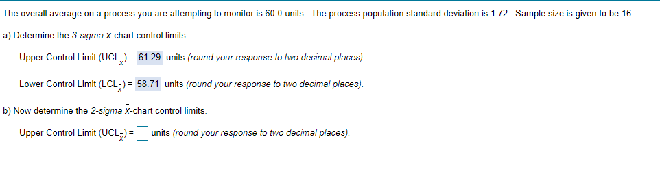 The overall average on a process you are