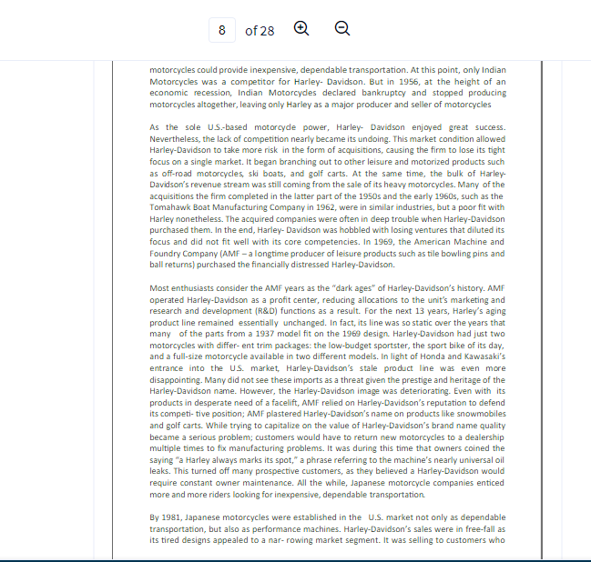 Use the case Harley Davidson by Bhaskar Mitra to