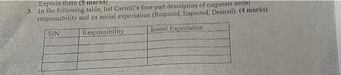 Explain them (5 marks) 3. In the following table,